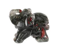 Lovionus89 Small Handcarved Elephant Crystal Statue, Home Office Guardian Animal Sculpture Decor 1.5 Inches,Africa Bloodstone