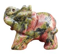 Lovionus89 Small Handcarved Elephant Crystal Statue, Home Office Guardian Animal Sculpture Decor 1.5 Inches,Unakite