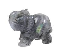 Lovionus89 Small Handcarved Elephant Crystal Statue, Home Office Guardian Animal Sculpture Decor 1.5 Inches,Moonstone