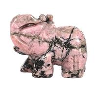 Lovionus89 Small Handcarved Elephant Crystal Statue, Home Office Guardian Animal Sculpture Decor 1.5 Inches,Rhodonite