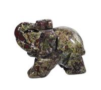 Lovionus89 Small Handcarved Elephant Crystal Statue, Home Office Guardian Animal Sculpture Decor 1.5 Inches,Dragon Bloodstone