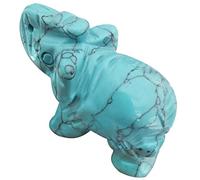 Lovionus89 Small Handcarved Elephant Crystal Statue, Home Office Guardian Animal Sculpture Decor 1.5 Inches,Green Howlite Turquoise