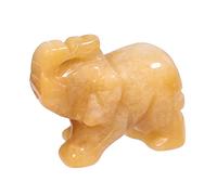 Lovionus89 Small Handcarved Elephant Crystal Statue, Home Office Guardian Animal Sculpture Decor 1.5 Inches,Yellow Jade