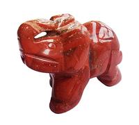 Lovionus89 Small Handcarved Elephant Crystal Statue, Home Office Guardian Animal Sculpture Decor 1.5 Inches,Red Jasper