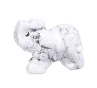 Lovionus89 Small Handcarved Elephant Crystal Statue, Home Office Guardian Animal Sculpture Decor 1.5 Inches,White Howlite Turquoise
