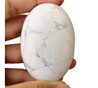 Lovionus89 White Howlite Turquoise Polished Stones, Natural Oval Palm Pocket Healing Crystal Massage Spa Energy Stone