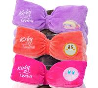 Lovisia Kirby Star Headband 3-Set, Cute Plush Bow Hair Bands 01 Pink + 02 Orange + 03 Purple, Soft Stretch Makeup & Skincare Headbands for Women & Teens, Made in Japan