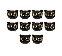 LOVIVER 10Pcs Cat Head Beads Acrylic Beads Crafting Decoration Supplies DIY Handcrafted Loose Beads Kitten Beads for Necklace Beading, Black Yellow Eyes