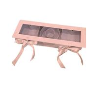 LOVIVER 16.5" Mom Letter Shaped Fillable Empty Flower Box, Sturdy Cardboard with PP Lining & Ribbon, Floral Packaging & Gift Box for Mother's Day DIY Decorations, Pink