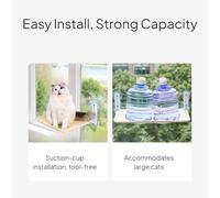 LOVIVER 2 Pieces Cat Hammock Suction Window Perch Foldable Mesh Bed Removable Zippered Cover Breathable Material Suitable for Glass Marble Metal Flat Surfaces, Beige, 45cm