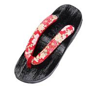 LOVIVER 2 Pieces Japanese Wooden Clogs Traditional Fashion Geta for Summer Beach Costume, Size 37