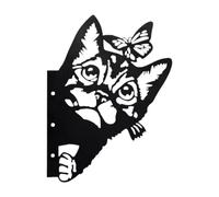 LOVIVER 2D Peeping Metal Art Black Silhouette Artwork Multipurpose Garden Decor Cutout Wall Decor for Farm Fence Entryway Patio Ranch, Cat