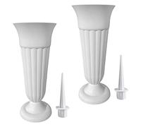 LOVIVER 2Pack Cemetery Vase W/Stake and Base Detachable Grave Decoration Flower Holder Memorial Vase Cemetery Grave Cone Vase for Outdoor, White