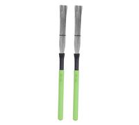 LOVIVER 2Pcs Drum Brushes Drum Wire Brushes Professional 13.78 inch Length Percussion Brushes with Comfortable Wood Handles for Band, Green
