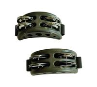LOVIVER 2Pcs Foot Tambourine Foot Drum Double Row Portable with Bell Foot Shaker Musical Instrument Accessories for Concert Ensemble