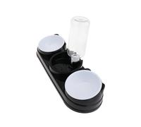 LOVIVER 3 in 1 Cat Bowl Set Feeding Bowls Raised with Automatic Water Bottle Raised Cat Dish Wet and Dry Food Bowl for Drinking Puppy, Black