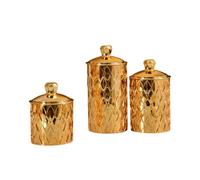 LOVIVER 3 Pieces Food Rage Jars with Lid Cereal Elegant Cookie Jar Food Rage Container for Dry Fruits Home Dining Room, Golden