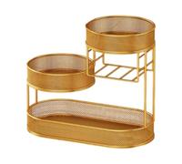 LOVIVER 3 Tier Fruit Basket Bowl Fruit Holder Multiuse Metal Wire Fruit Basket Countertop Vegetable Bowl for Onion Potato Snack Table, Gold