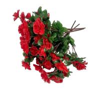 LOVIVER 4 Bundles Artificial Flowers Decoration Decorative Reusable Rhododendron Fake Plants Farmhouse Balcony Garden Yard Table Vase, Red