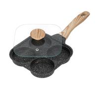 LOVIVER 4 Cup Egg Frying Pan Omelette Pan Easy Clean with Clear Glass Lid Long Handle Breakfast Maker Non Stick for Steak Crepe