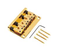 LOVIVER 4 String Bass Bridge Assembly, Electric Guitar Fixed Bridge Parts, with Screws Fixed Bridge for Show, Gold
