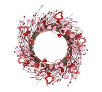 LOVIVER 40cm Hearts Artificial Wreath, PP Valentine's Day Wreath for Front Door, Wall Hanging Decor for New Year, Anniversary & Mother's Day, Festive Party Garland