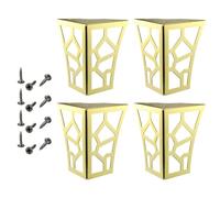 LOVIVER 4Pcs Hollow Pattern Metal Table Legs, Cabinet Support Legs, Furniture Riser, for Cabinet Dresser Furniture Home Decoration, Gold