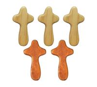 LOVIVER 5 Pieces Wooden Holding Cross Palm Centerpieces Decorative Christian Hand Held Prayer Pocket Crosses for Party Desk Christmas