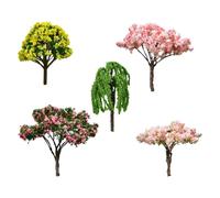 LOVIVER 5x Miniature Christmas Tree Decor Mixed Model Trees Ornament Statue Micro Landscape Decor Fake Trees for Fairy Garden Diorama