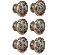 LOVIVER 6-Pack Door Knobs With Bird Flower Pattern - Kitchen Cupboard Drawer Pulls Cabinet Decorative Handicraft Knobs and Pulls