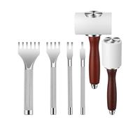 LOVIVER 6Pcs PU Leather Carving Tool Leathercraft Mallet Accessories Portable Craft Tool Wood Handle Carving Mallet Hole Punch Set