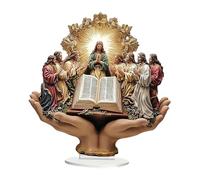 LOVIVER Acrylic Jesus and Bible Scene Table Sign Tabletop Ornament Versatile Accessories Religious Traditional 7.8x8.2inch Waterproof