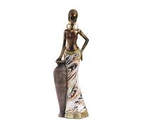 LOVIVER African Tribal Lady Statue Resin Ornament Decorative Retro Women Statue Decoration Handmade Crafts for Study Room Living Room, C