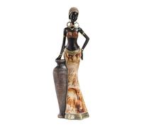 LOVIVER African Tribal Lady Statue Resin Ornament Decorative Retro Women Statue Decoration Handmade Crafts for Study Room Living Room, D