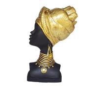 LOVIVER African Women Statue Aesthetic Ornament Portrait Statue Lady Bust Figurine for Bedroom Bookshelf Decoration Housewarming Gift, Gold