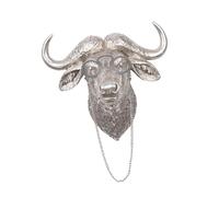 LOVIVER Animal Head Wall Sculpture 3D Head Wall Mount Samll Buffalo Resin Art Decor for Bedroom Office Sofa, Silver