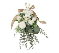 LOVIVER Artificial Floral Teardrop Swag Pine Garland Home Decor Teardrop Flower Wreath Sturdy for Cafe Party Garden Apartment Housewarming, White