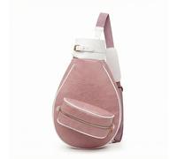 LOVIVER Athletic Shoulder Pack Tennis Bag Racket Carrier Sports PU Leather Shoulder Strap Padded Comfort Aerodynamic Teardrop Shape Front Zipper Pocket, Purple, White Purple, 20L Or Less