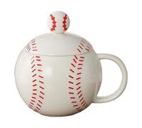 LOVIVER Baseball Ceramic Coffee Mug Novelty Tea Cup and Handle Sports Design Porcelain Cup for Baseball Lover Housewarming Hot Drinks, Red
