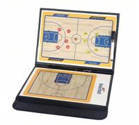LOVIVER Basketball Tactic Board Playbook Clipboard with PU Leather Cover and Pen Holder Three Section Foldable Design Suitable for Coaches Locker Practice Planning
