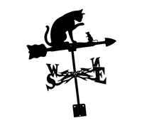 LOVIVER Black Wrought Iron Weathervane Wind Direction Indicator Decorative Farm Scene 75cm Tall Weather Vane Ornament for Cupola Courtyard Decor, cat and rat