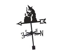 LOVIVER Black Wrought Iron Weathervane Wind Direction Indicator Decorative Farm Scene 75cm Tall Weather Vane Ornament for Cupola Courtyard Decor, witch cooking soup