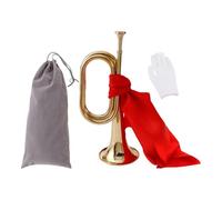 LOVIVER Blowing Bugle Cavalry Trumpet with Mouthpiece Classic Bugle Trumpet Scouting Trumpet for Stage Performance Students Orchestra, 4Pcs