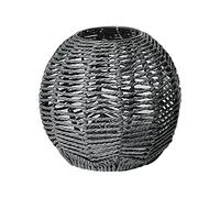 LOVIVER Boho Woven Rattan Pendant Light Shade, Vintage Ceiling Light Shade, E27 Bulb Crafts Lampshade Pendant Lamp Decoration, Gray Round