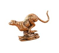 LOVIVER Brass Leopard Ornament Fengshui Leopard Figurine Collections Cheetah Statue Leopard Sculpture for House Bookcase Table Indoor