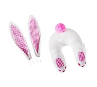 LOVIVER Bunny Butt and Ears for Wreath Easter Rabbit Decorations Embellishment Props Cartoon Bunny Door Decoration for Easter DIY Wreath Making Festival, Pink Plaid