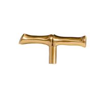 LOVIVER Cabinet Door Handle Drawer Pull Knob Hardware Bamboo Theme Solid Brass Piece Comfortable Grip Vintage Carved Finish Suitable for Cupboard Doors, Array, Natural Copper, Single Hole