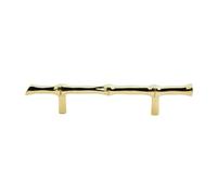 LOVIVER Cabinet Door Handle Drawer Pull Knob Hardware Bamboo Theme Solid Brass Piece Comfortable Grip Vintage Carved Finish Suitable for Cupboard Doors, Array, PVD Gold, 128mm