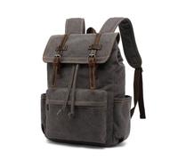 LOVIVER Canvas Backpack Vintage-Styled Flap Backpack Casual Rucksack for Journeyers, Commuters, Travel, Commuting, Grey, Grey