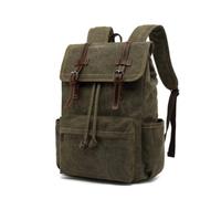 LOVIVER Canvas Backpack Vintage-Styled Flap Backpack Casual Rucksack for Journeyers, Commuters, Travel, Commuting, Green, color to 2